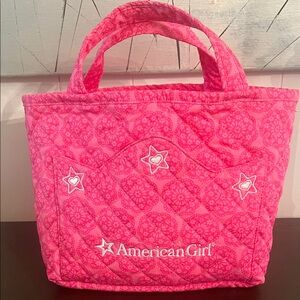 American Girl Bright Pink Quilted Tote with Star Embroidery